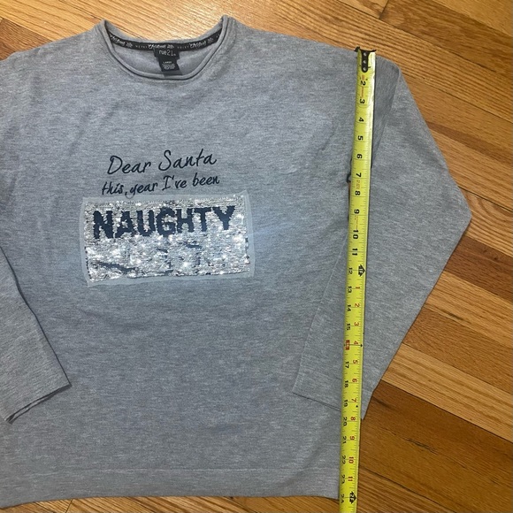 Rue21 Women’s Christmas Grey Sweater Change Sequins Naughty/Nice - Picture 7 of 8